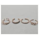 Set of 4 Gold Plated Rings Sz 3