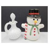 Ceramic Snowman Bank,AVON Bottle