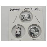 3 Grams .999 Fine Silver