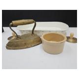 Porcelain Enamel Pan, Cymbals, Roseville Pottery++