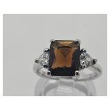 New 925 Silver Brown Set Ring Sz 6