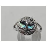 New 925 Silver Tree of Life Ring Sz 9