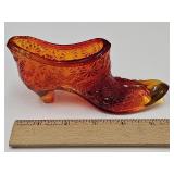 Fenton Unmarked Amberina  Hobnail Glass Shoe w Ki