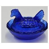 Vintage Cobalt Hen on a Nest 2 1/2' L