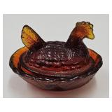 Vintage Minature Hen on a Nest  2 1/2' L
