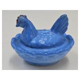 Vintage Westmoreland Blue Hen on a Nest  2.5' L