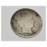 1903 Silver Barber Dime Coin