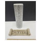 Dukeman Butter Dish & Pigeon Forge Vase 8"h