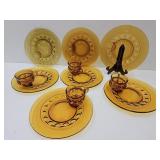 VTG Indiana Glass Amber Kings Crown Dishes