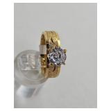 Gold Tone Comfort Fit Engagement Ring Sz 8