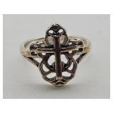 Silver Plated Cross Ring Sz 8