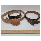 3 Leather Belts  SZ 30 - 40"