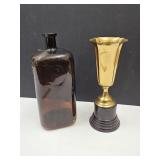 1 Gallon? VTG Amber Bottle & Trophy