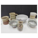 Pottery Bowls, Mugs & Bud Vase