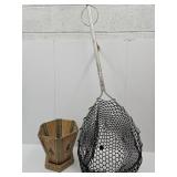 Wood Trash Can Hand Made & Fishing Net