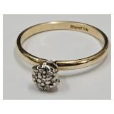 14k Gold Ring with 7 Diamond Chips SZ 8