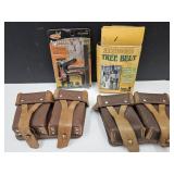 2 Leather Ammo Pouches & Tree Belt