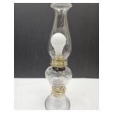 VTG Clear Glass Oil Lamp w/Brass Burner CONVERTED
