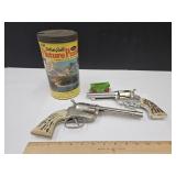 VTG MattelFanner 50 Cap Gun,VTG Puzzle Canister+