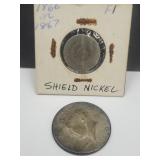 1969 40 percent Half Dollar Coin & Shield Nickel