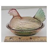 New NOT Vintage Glass Hen on a Nest 4.5"