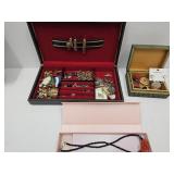 Costume Jewelry Lot & VTG Dresser Boxes