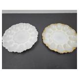 2 Milk Glass Egg Plates