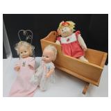 Doll Craddle, Chair  W Dolls, Cabbage Patch +