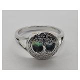 New 925 Silver Tree of Life Stone Ring Sz 10