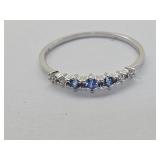 New 925 Silver Blue Stones Ring Sz 8