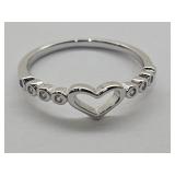 New 925 Silver Heart Ring Sz 8