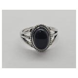 New 925 Silver Onyx Ring Sz 9