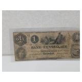 Bank of Rensselaer $1 Note 1/2/1854