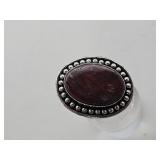 925 Silver Red Agate Ring Adjustable
