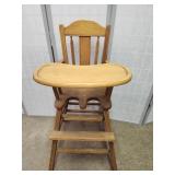 Vintage Wooden High Chair with Tray