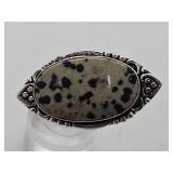 925 Silver Dalmatian Agate Ring Adjustable