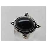 925 Silver Black Onyx Ring Sz 8