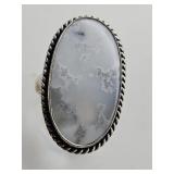 925 Silver Snowflake Jasper Ring Sz 9
