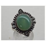 925 Silver Imperial Jade Ring Sz 8.5