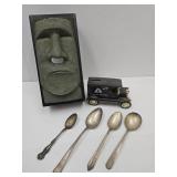 Square Myan Mask, Bank Truck & Silverplate