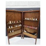 VTG  Sewing Cabinet, w Acessories Folds Up 30" H