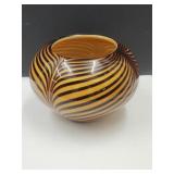 Contemporary Art Glass Vase 8"H Tiger Stripe