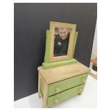 VTG Wooden Doll Dresser w/Mirror