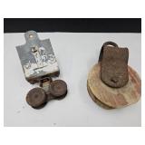 2  Vintage Barn Door Pulleys
