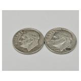 2 Silver Roosevelt DImes SEE DATES