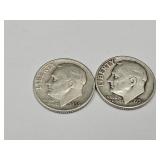 2 Silver Roosevelt DImes SEE DATES