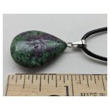 Green Moss Agate Teardrop Necklace