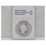 1.25 Oz Fine Silver 2022 St Helana Victoria Shield