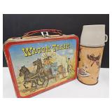 VTG WAGON TRAIN Metal Lunch Box w Thermos
