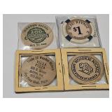 3 Wooden Nickels & 1 Biloxi MS Poker Chip